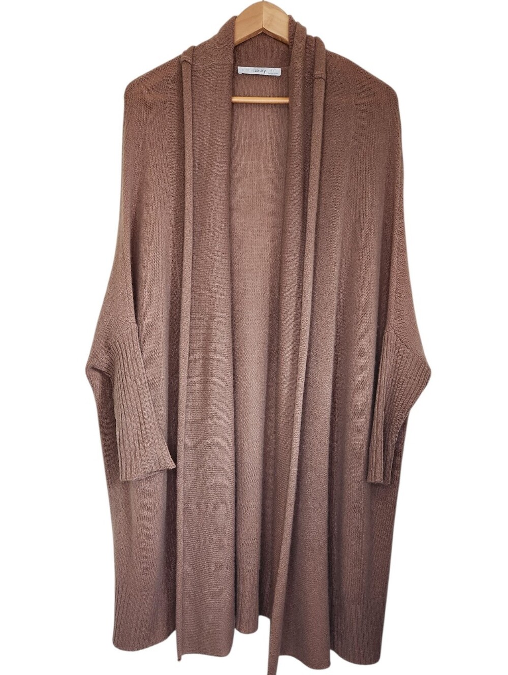 Subtle Luxury 100% Cashmere Cocoon Shawl Sweater Jacket Small / Medium Tan